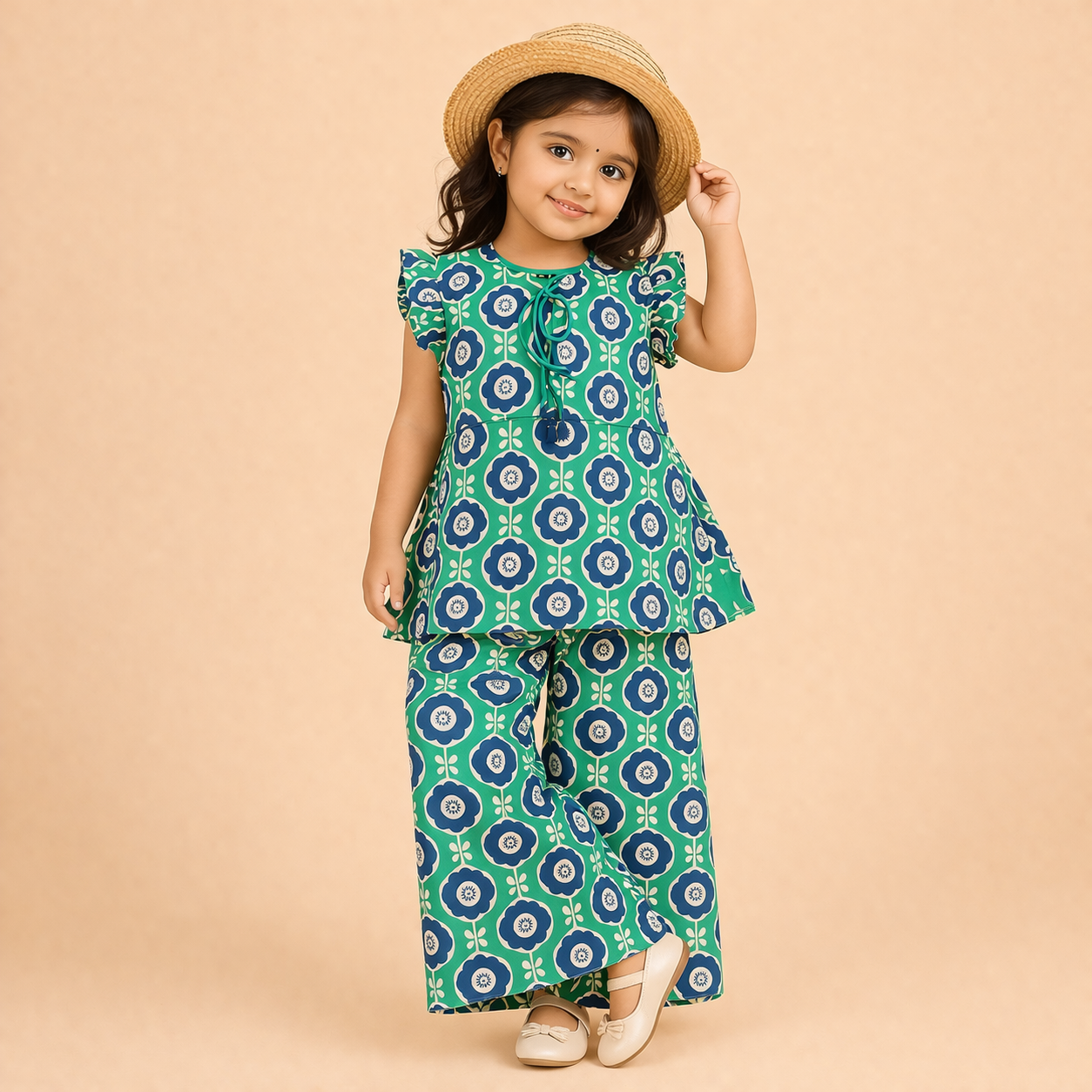 Kids Cotton Floral Palazzo Co-ord Set