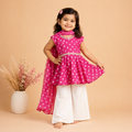 Pink Cotton Bandhani Sharara Set for Baby Girls