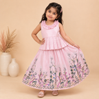 Floral Embroidered Baby Pink Kia Silk Lehenga Set