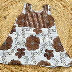 Girls Brown Rayon Co-Ord Set with Floral Tunic and Palazzo Pants