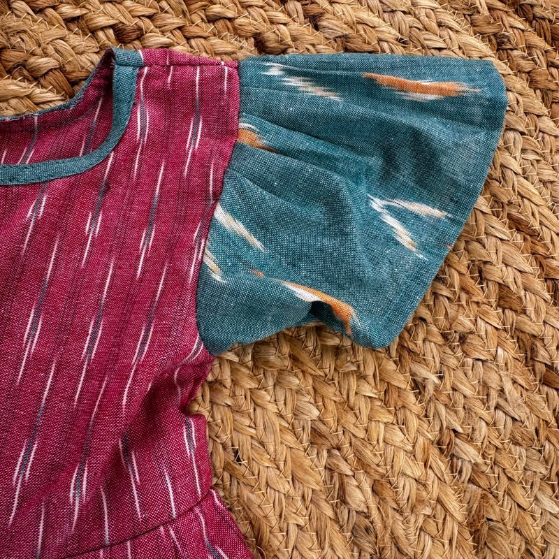 Pink Ikat Cotton Dress for Girls