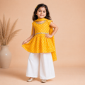 Yellow Cotton Bandhani Sharara Set for Baby Girls