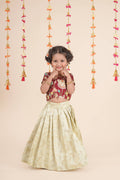 Festive Maroon & Cream Kids Lehenga Set