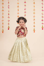 Festive Maroon & Cream Kids Lehenga Set