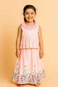 Floral Embroidered Baby Pink Kia Silk Lehenga Set