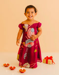 Purple Dola Silk Festive Frock for Girls | Stylish Ethnic Kidswear